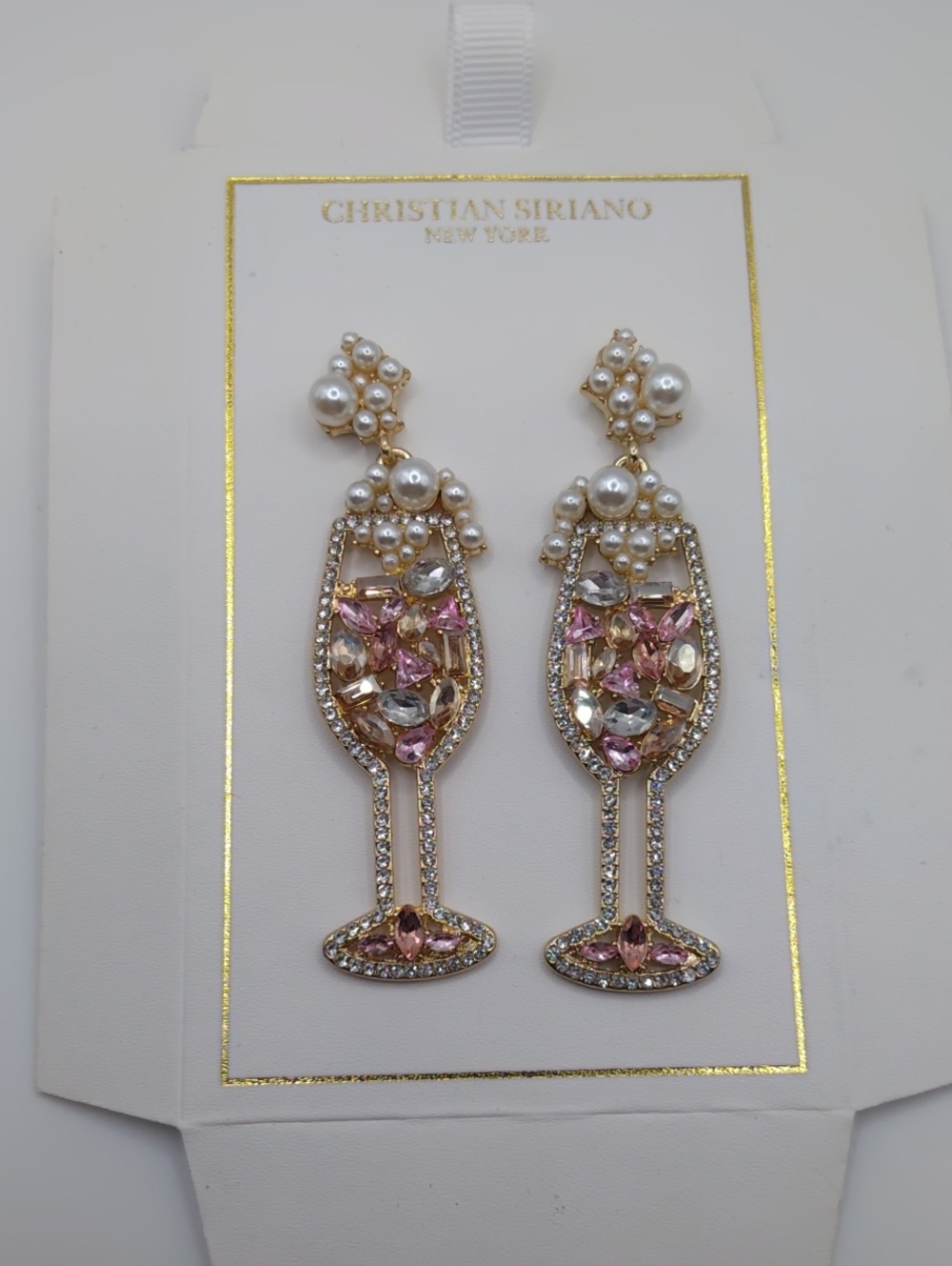 Christian Siriano Bubbly Champagne Flute Pierced Earrings
